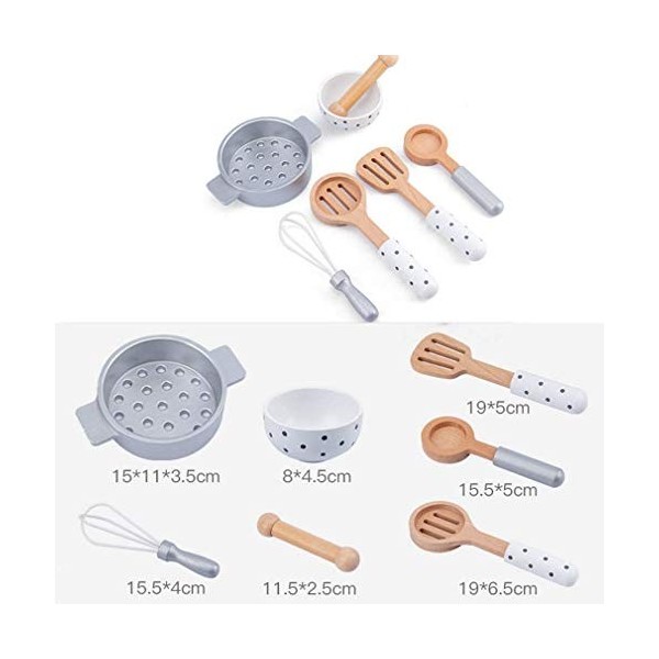 Pppby Jouet Enfant 2 Ans Cuisine Et Pâtisserie en Bois Accessoires De Cuisine pour Enfant Couverts Et Ustensiles De Cuisine G