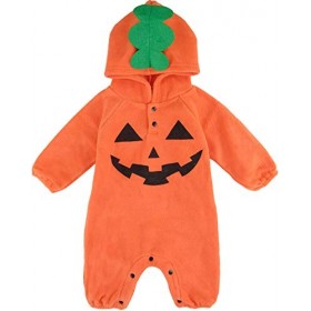 MOMBEBE COSLAND Déguisement Bébé Garçons Citrouille Barboteuse Halloween Costume,Geuille,0-6 mois 70 