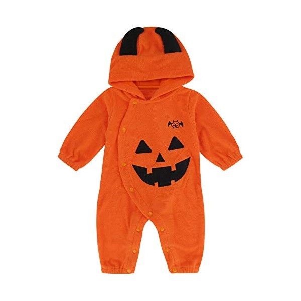 MOMBEBE COSLAND Déguisement Bébé Garçons Citrouille Barboteuse Halloween Costume,Geuille,0-6 mois 70 