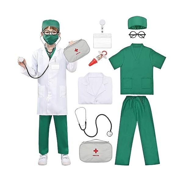 Ansamy Mallette de médecin pour enfant - Costume de médecin - Ensemble avec accessoires de jeu pour filles et garçons - Jouet