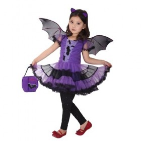 Generic Costume de chauve-souris pour fille - Costume dHalloween - Costume de sorcière - Pour enfants 10-12 ans, chauve-sou