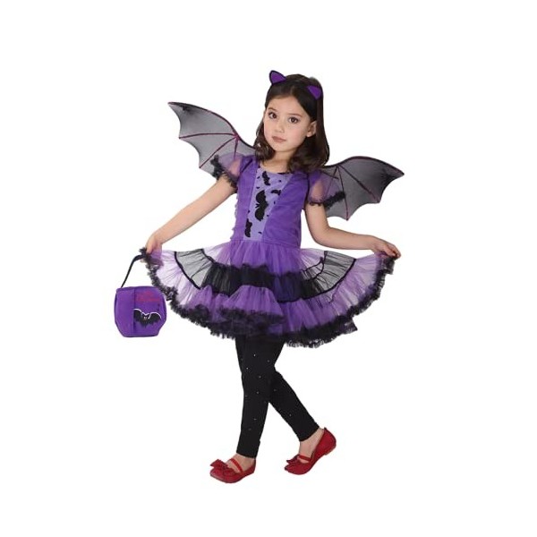 Generic Costume de chauve-souris pour fille - Costume dHalloween - Costume de sorcière - Pour enfants 10-12 ans, chauve-sou