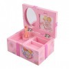 FTVOGUE Boîte à musique pour enfants Miroir de rangement pour bijoux en plastique rose avec Rotary Princesse dansante