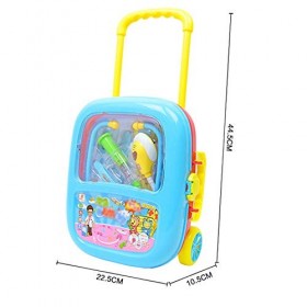 MSHK Chariot Médical Docteur Jeu De Médecin Mallette De Transport Jeu Dimitation Enfant Jouet pour Garçon Et Fille,Bleu
