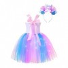 Oyolan Déguisement Sirène Fille Enfant Princesse Robe Lumineuse LED Serre-Tête Bandeau Cosplay Halloween Carnaval Fête Annive