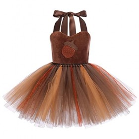 IMEKIS Filles Animal Costume de Cosplay Princesse Fantaisie Halloween Habiller Tigre Léopard Écureuil Robe en Tulle avec Band