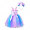 YiZYiF Enfant Fille Déguisement Licorne Sirène Robe Princesse Tutu Jupe avec Lumineuse LED Cosplay Costume Halloween Carnaval