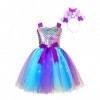 TiaoBug Enfant Fille Déguisement Licorne Sirène Princesse Cosplay Costume Halloween Carnaval Noël Tutu Jupe avec Lumineuse LE