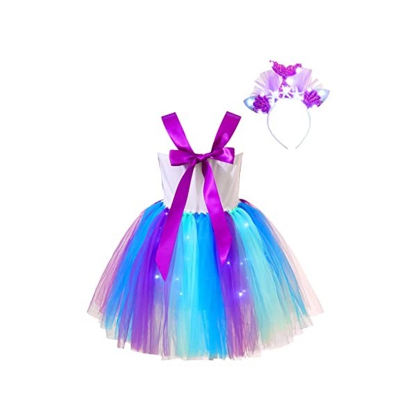 TiaoBug Enfant Fille Déguisement Licorne Sirène Princesse Cosplay Costume Halloween Carnaval Noël Tutu Jupe avec Lumineuse LE