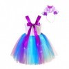 TiaoBug Enfant Fille Déguisement Licorne Sirène Princesse Cosplay Costume Halloween Carnaval Noël Tutu Jupe avec Lumineuse LE