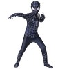 Kitimi Costume daraignée de super-héros pour enfants, verres 3D, noir Spider Miles Morales, body en tissu de soie de lait po