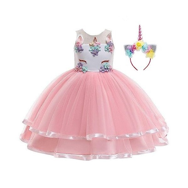 B&M Costumes de princesse pour filles – Déguisement de princesse licorne – Déguisement licorne arc-en-ciel pour fille pour to