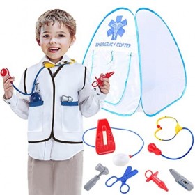 BBAUER Jeu Docteur pour | Déguisement Docteur, Jeu rôle, Jeu Simulation, 8 pièces - Faire Semblant Jouer Docteur Playset déve