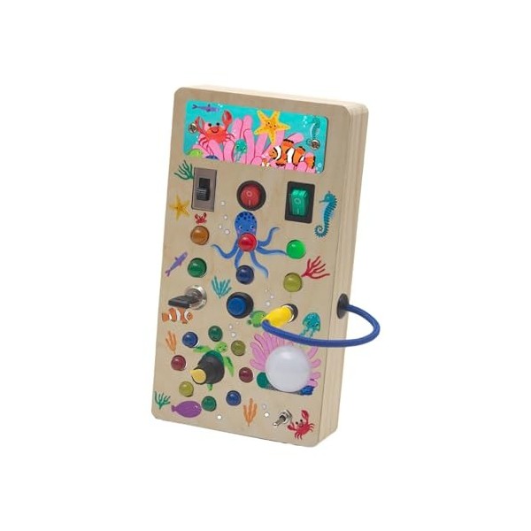 Perfeclan Jouet de Commutation LED Montessori, Jeu dapprentissage et de développement, Planche de Commutation en Bois, Planc
