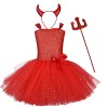 IMEKIS Enfants Filles Ange Démon Costume Rêve Halloween Cosplay Habiller Princesse Tulle Tutu avec Aura Bandeau et Ailes Fée 