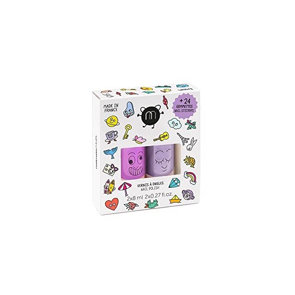 Nailmatic Kids WOW - Kit Vernis enfant à leau 2 + Stickers pour Ongles Autocollants Nail Art - Vernis à Ongles Enfant Non 