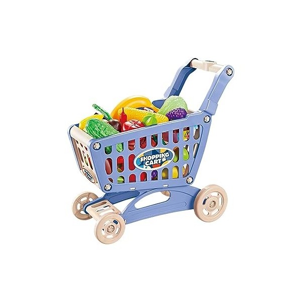 MagiDeal Jouet de chariot de, caddie pour enfants avec accessoire alimentaire, ensemble de jeu de chariot multifonctionnel po