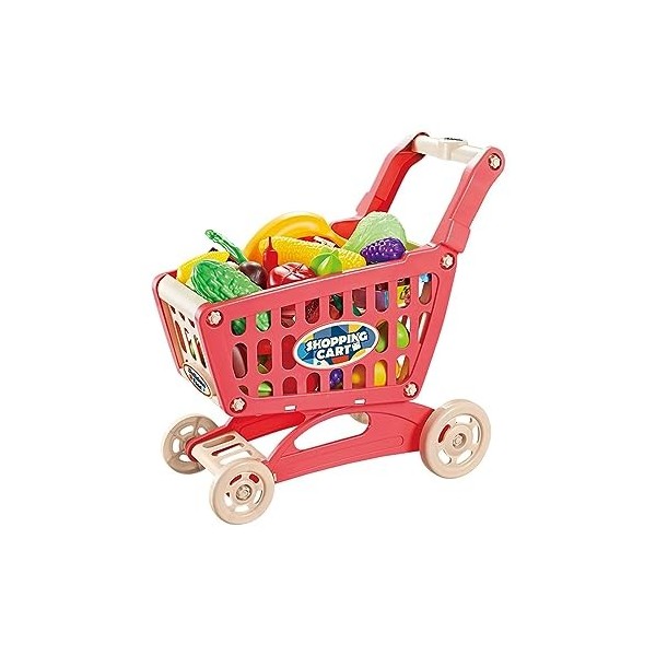 MagiDeal Jouet de chariot de, caddie pour enfants avec accessoire alimentaire, ensemble de jeu de chariot multifonctionnel po