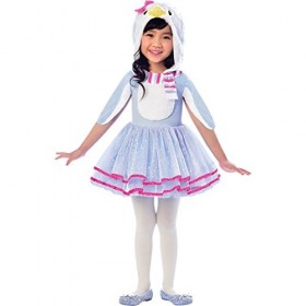 amscan Pc Bird Robe Capuche tête de Pingouin et Manches ailées-Âge 2-3 1 pièce, 9903370, Bleu/Blanc/Rose, 7-8 Ans