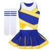 IEFIEL Cheerleading Pompons Fille Pom-Pom Girls Pompoms Haut Et Jupe Chaussettes Danse Sports Enfant Ensemble Uniforme Scolai