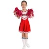 IEFIEL Cheerleading Pompons Fille Pom-Pom Girls Pompoms Haut Et Jupe Chaussettes Danse Sports Enfant Ensemble Uniforme Scolai