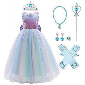 TiaoBug Enfant Fille Princesse Robe Licorne Déguisement Halloween N