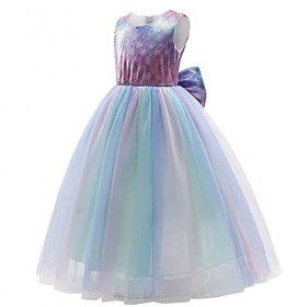 Odizli Costume de sirène pour enfant fille princesse robe écailles de poisson tulle longue robe de bal Halloween Noël carnava