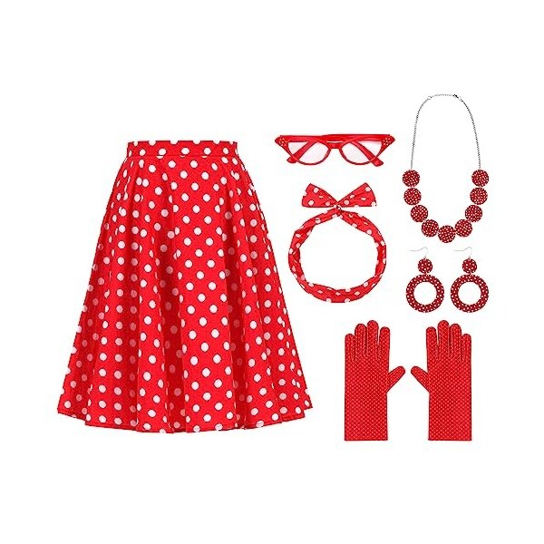 Odizli Rockabilly Accessoires pour femme Style rétro années 50 et 60 à pois Pois Jupon Jupe en mousseline de soie Bandeau Lun