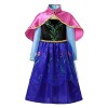 KIRALOVE - Costume Anna - Carnaval - Halloween - Couleur bleue - Cape Rose - Taille 110-3 - 4 ans - Idée cadeau