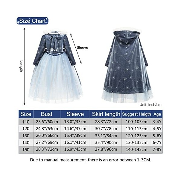 Discoball - Robe de princesse pour filles - Robe de princesse Elsa - Robe de princesse Anna pour les filles - Robe de princes