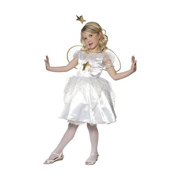 Smiffys Costume fée des étoiles, Blanc/Doré, avec robe, bandeau et ailes - Taille enfant M/7-9