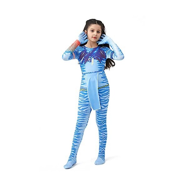 Pmkvgdy Avatar 2 Way of Water Movie Costumes pour enfants, Halloween garçons/filles Cosplay Onesies, Blue Planet Superhero Sh