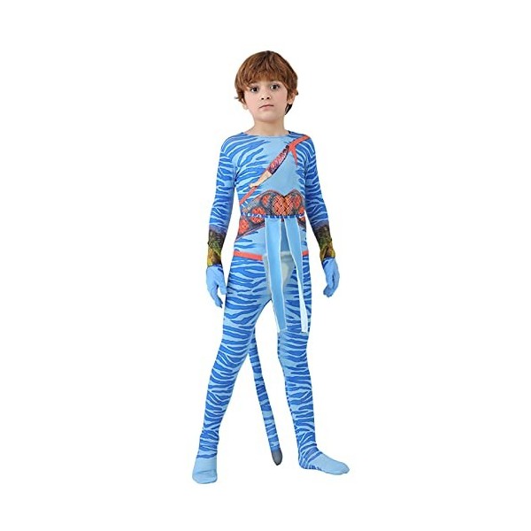 Pmkvgdy Avatar 2 Way of Water Movie Costumes pour enfants, Halloween garçons/filles Cosplay Onesies, Blue Planet Superhero Sh