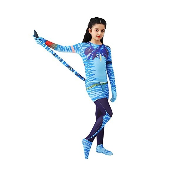 Pmkvgdy Avatar 2 Way of Water Movie Costumes pour enfants, Halloween garçons/filles Cosplay Onesies, Blue Planet Superhero Sh