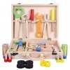 Mashin Caisse à Outils en Bois Jeu Dimitation Bricolage Construction Jeu dimitation Charpentier Cadeau pour Les Enfants, 22