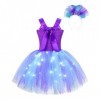 Oyolan Déguisement Sirène Fille Enfant Princesse Robe Lumineuse LED Serre-Tête Bandeau Cosplay Halloween Carnaval Fête Annive