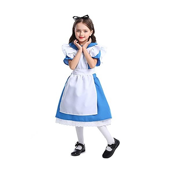 OBEEII Enfant Fille Déguisement de Reine de Coeur Alice au Pays des Merveilles Halloween Costume pour Cosplay Carnaval Fête 