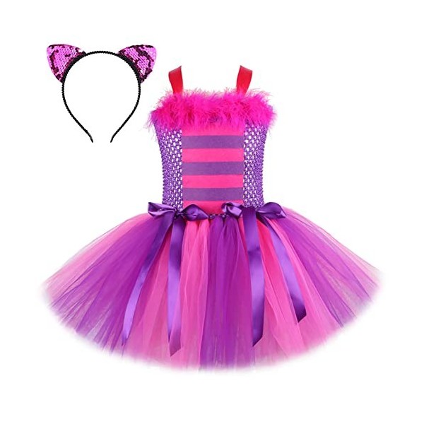 OBEEII Enfant Fille Déguisement de Reine de Coeur Alice au Pays des Merveilles Halloween Costume pour Cosplay Carnaval Fête 