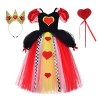 OBEEII Enfant Fille Déguisement de Reine de Coeur Alice au Pays des Merveilles Halloween Costume pour Cosplay Carnaval Fête 