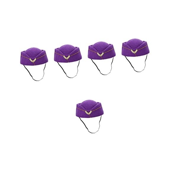 STOBOK 4 Pièces Fournitures Decorpurple Ladies Stewardes Strap Girls Xxcm with Wool Fashion Imitation Decor Caps Violet Avion