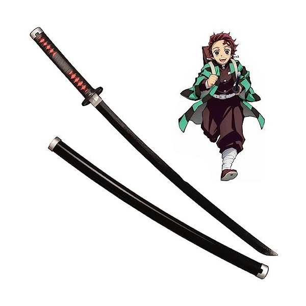 76cm/104cm Demon Slayer Katana Épée De Samouraï Jouet Kamado Tanjiro, Lame En Bois Danime Japonais Épée Prop Demon Slayer Co