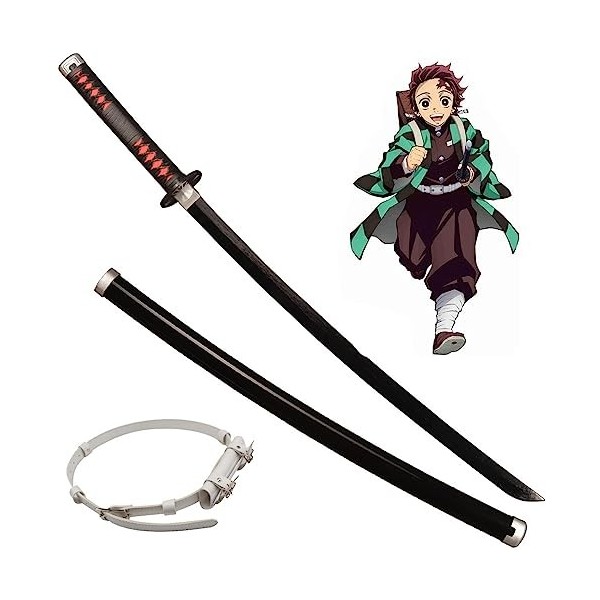 76cm/104cm Demon Slayer Katana Épée De Samouraï Jouet Kamado Tanjiro, Lame En Bois Danime Japonais Épée Prop Demon Slayer Co