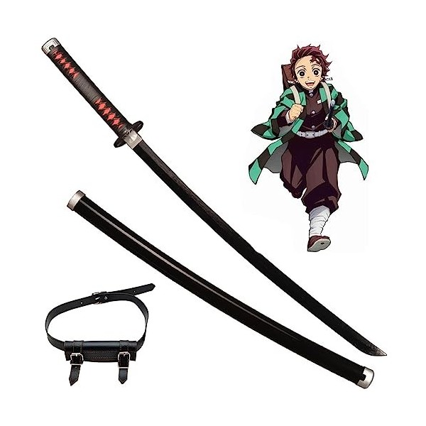 76cm/104cm Demon Slayer Katana Épée De Samouraï Jouet Kamado Tanjiro, Lame En Bois Danime Japonais Épée Prop Demon Slayer Co