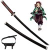 76cm/104cm Demon Slayer Katana Épée De Samouraï Jouet Kamado Tanjiro, Lame En Bois Danime Japonais Épée Prop Demon Slayer Co