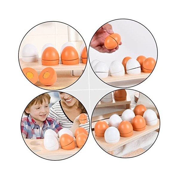 Toyvian 10 Pièces Oeufs Simulés en Bois Oeuf en Bois Enfants Jouets en Bois Ensemble De Jeu pour Enfants Jouet DÉducation De