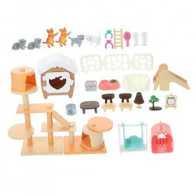Amosfun 1 Ensemble De Jouets en Plastique Faire Semblant De Figurines De Chat Ensemble De Jeu Jouets Interactifs Faire Sembla