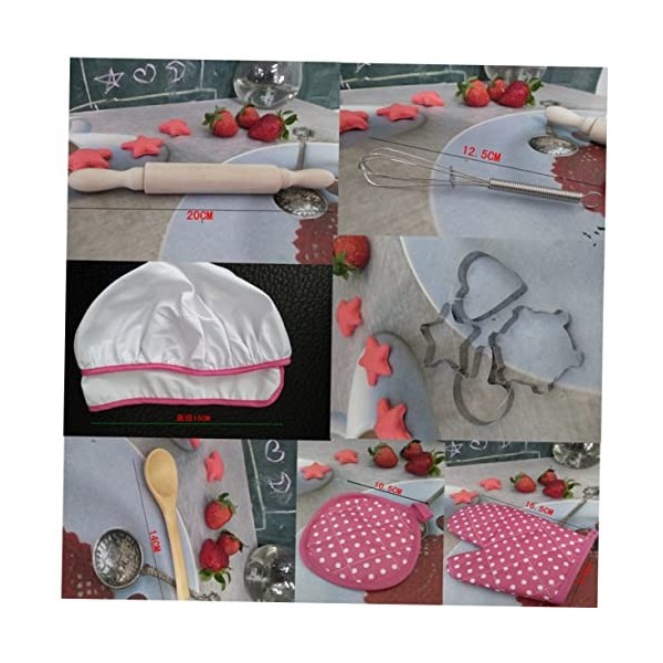 Totority Ensemble De 22 Pièces Cadeau De Cuisine pour Fille Tablier Personnalisé pour Enfants Ensemble De Jeu De Cuisine pour