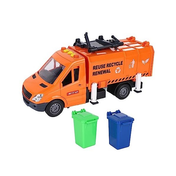 HEEPDD Modèle de Camion à Ordures Sanitaires moulé sous Pression, Jouets de Voiture pour Enfants, Réplique Parfaite dun Véhi