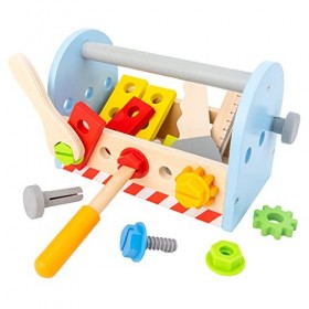 KieTeiiK Boîte À Outils Charpentier pour Enfants Boîte À Outils Réaliste Jouet dapprentissage pour Bébé Faire Semblant Fourn