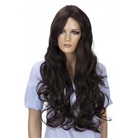 CAISHA by PRETTYSHOP Perruque Volumineuse Cheveux Longs Cosplay Théâtre Spectacle Ondulé Marron Foncé FP712a